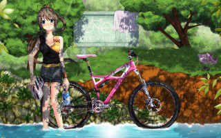 Alice prin girl bicycle river - love free wallpaper