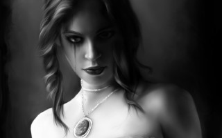 Woman white dress necklaces gothic - her neck and a necklace free wallpaper