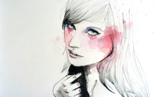 Woman tie pink portrait watercolor - watercolor free wallpaper