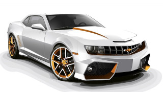 White car gold stripes hood - concept design free wallpaper