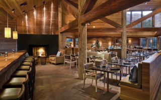 Restaurant fireplace wooden walls warm - warm lighting free wallpaper