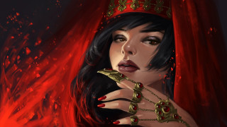 Red veil crown fantasy digital - charlie bowater free wallpaper