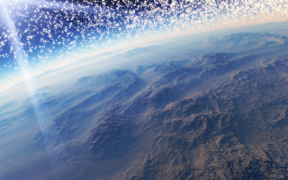 Mountain range space stars beam - a view of a mountain range free wallpaper for desktop