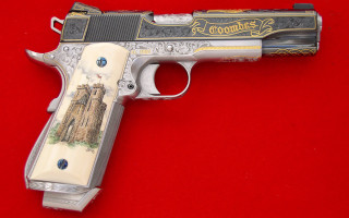 Toy gun castle red background - a.d.m. cooper free wallpaper
