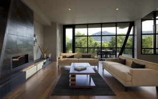 Living room mountains modern digital - a view of the mountains free wallpaper