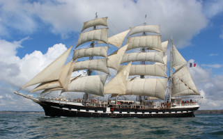 Sailboat ocean cloudy sky deck 2 - cloudy free wallpaper