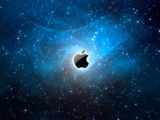 Apple logo space stars blue 7 - the middle of a space free wallpaper