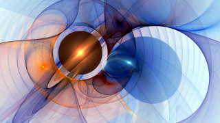 Blue orange spiral sphere abstract - fractal free wallpaper