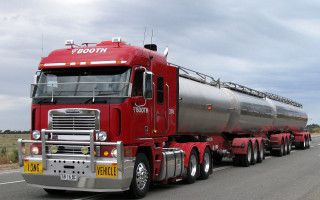 Red semi truck road field - a field of grass and trees free wallpaper