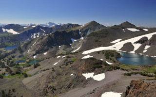 Mountain lake nature scenery panoramic - a lake in the middle of it free wallpaper