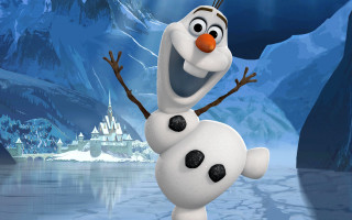 Cartoon smiling frozen lake castle - frozen free wallpaper