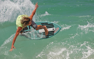 Woman surfing wave blonde swimsuit - kai carpenter free wallpaper