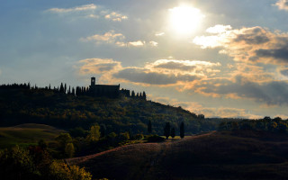 Hill church cloudy sky sunset - the cloud above free wallpaper