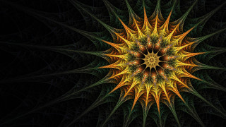 Starburst yellow green fractals generative - fractal free wallpaper