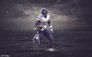 Football player running rain water - a football free wallpaper