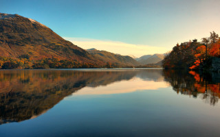 Lake mountains trees boat sky 6 - mountain and trees free wallpaper