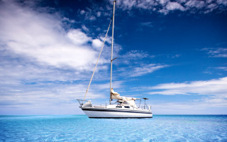Sailboat cloudy blue sky dock - a sailboat free wallpaper