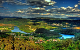 Scenic valley river forest cloudy - almada negreiro free wallpaper