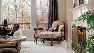 Living room fireplace chair large - a large window free wallpaper