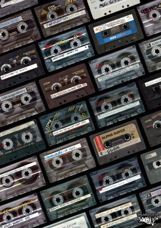 Old cassette tapes pile collection - analog free wallpaper