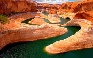 River canyon cliffs blue sky - a river in a canyon free wallpaper