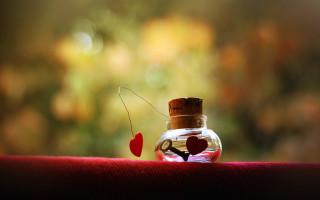 Heart bottle microscopic romantic bokeh - a bottle free wallpaper