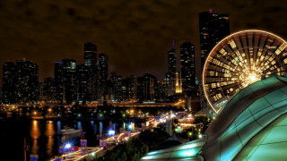 Ferris wheel city night river - a ferris wheel free wallpaper