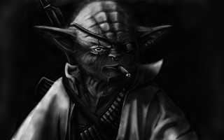 Yoda smoking charcoal starwars armor - a charcoal drawing free wallpaper