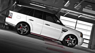 White range rover parking garage 3 - a red stripe free wallpaper