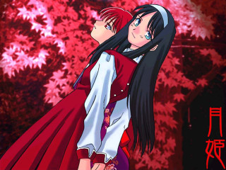 Anime characters couple red leaves - red leaf free wallpaper for desktop