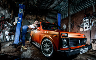 Woman truck garage surfboard night - the ground next free wallpaper