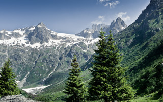 Mountain range snow peak forest - a mountain range free wallpaper
