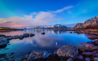 Lake mountains stars night reflection - caspar wolf free wallpaper