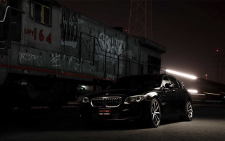 Car train graffiti night photorealism - a train free wallpaper