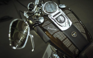 Motorcycle closeup clock mirror detailed - christian hilfgott brand free wallpaper