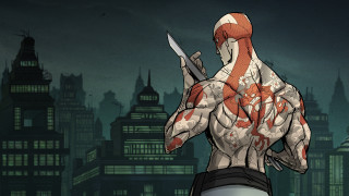 Man knife blood cityscape night - his body free wallpaper