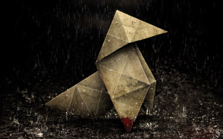 Paper bird rain red spot - the rain free wallpaper
