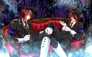 Anime gothic steampunk redcouch rainy - their hand together free wallpaper