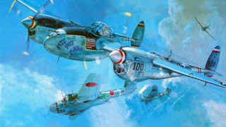 Aircraft flying sosaku hanga yusuke - a plane in the air free wallpaper