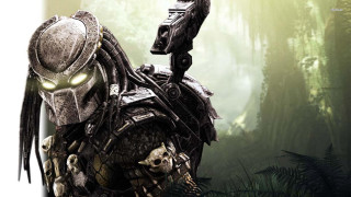 Predator with gun in forest - his hand in free wallpaper