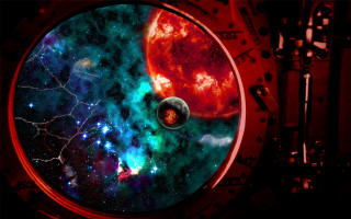 Clock redplanet star space matte - space free wallpaper