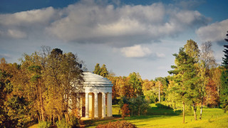 Gazebo park trees grass cloudy - christopher wren free wallpaper
