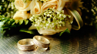 Wedding rings flower bouquet bokeh - ring free wallpaper for desktop