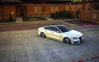 White car parking lot red - clean line free wallpaper