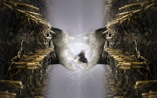 Snow mountain waterfall abstract surreal - brad kunkle free wallpaper