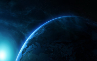 Blue planet bright light space 2 - a bright light in the middle of it free wallpaper