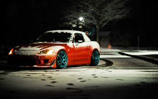 Snowy street car night lights - its light free wallpaper