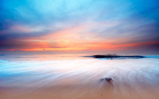Beach wave sunset blue sky - a wave free wallpaper for desktop