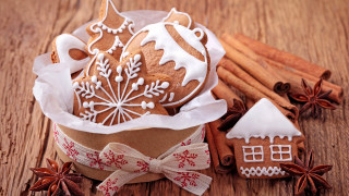Basket cookies cinnamon sticks gingerbread - folk art free wallpaper for desktop
