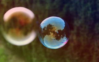 Soap bubble reflection tree surrealism - surreality free wallpaper